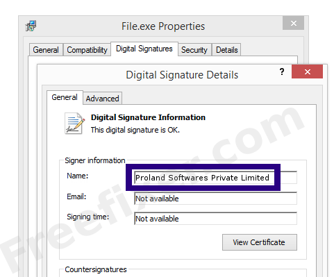 Screenshot of the Proland Softwares Private Limited certificate
